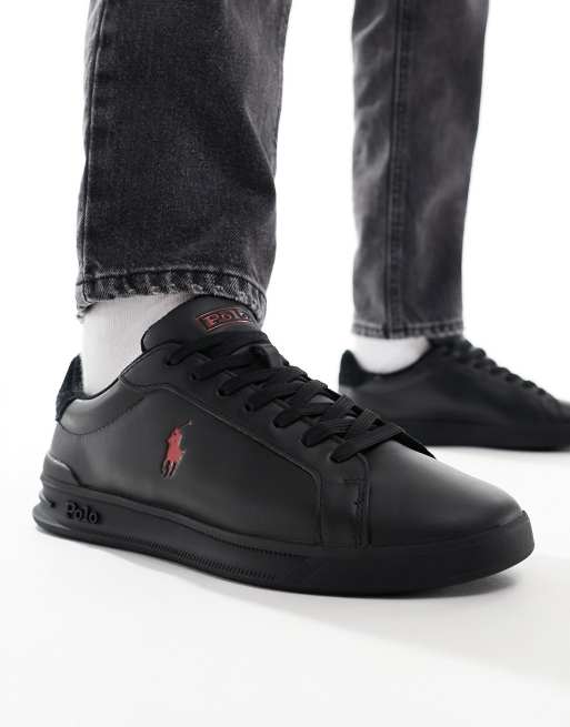 Zapatillas de deporte negras con logo rojo Heritage Court de Polo Ralph Lauren