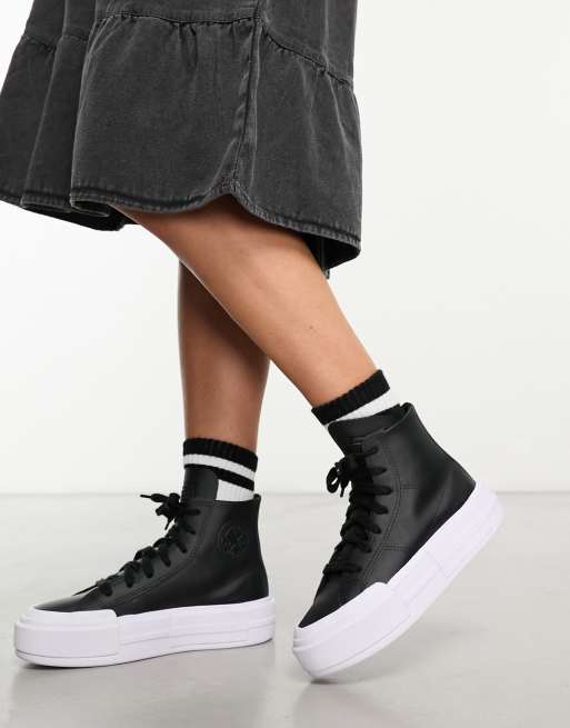 Zapatillas de deporte negras con plataforma de cuero Chuck Taylor All Star Cruise Hi de Converse