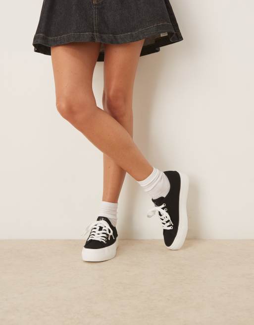 Zapatillas de deporte negras con plataforma plana de lona Vulc de Calvin Klein Jeans