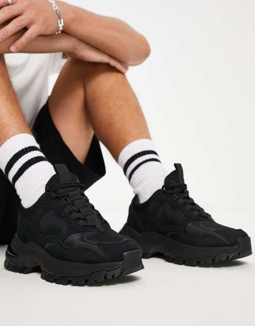 Deportivas negras de hombre con suela gruesa de DK negro - KeeShoes