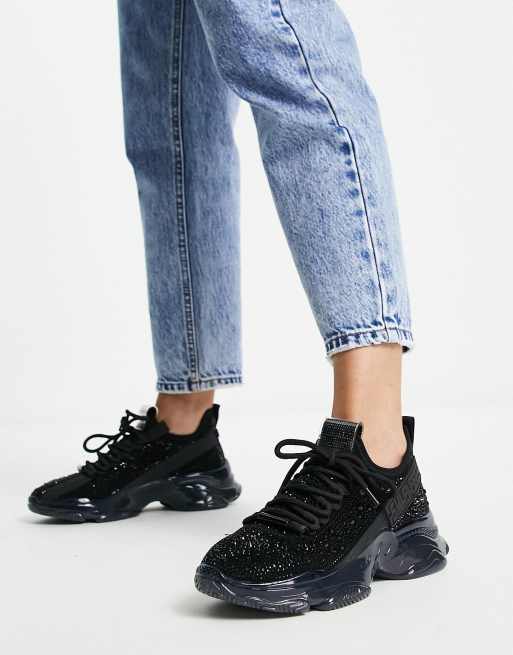 Zapatillas deporte negras con de pedrería Maxima-R de Steve Madden | ASOS