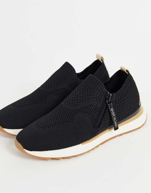 Zapatillas de deporte negras estilo calcetín de punto de River Island
