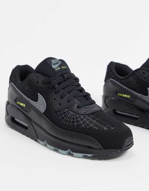 Sudán León suelo Zapatillas de deporte negras fosforescentes Air Max 90 SE de Nike | ASOS