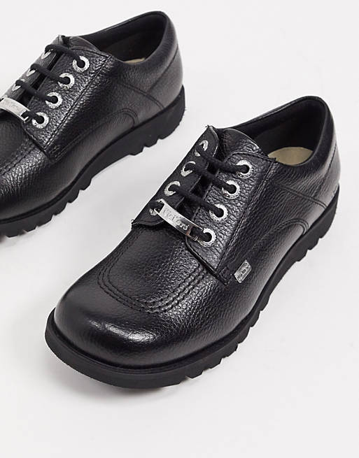Zapatillas de deporte negras planas con cordones de cuero Low Luxx de Kickers
