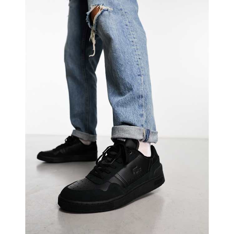 Zapatillas Lacoste T-clip De Cuero Para Hombre Blanco/Negro