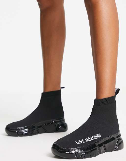 Zapatillas deporte tipo calcetín con ultrabrillante Love Moschino | ASOS