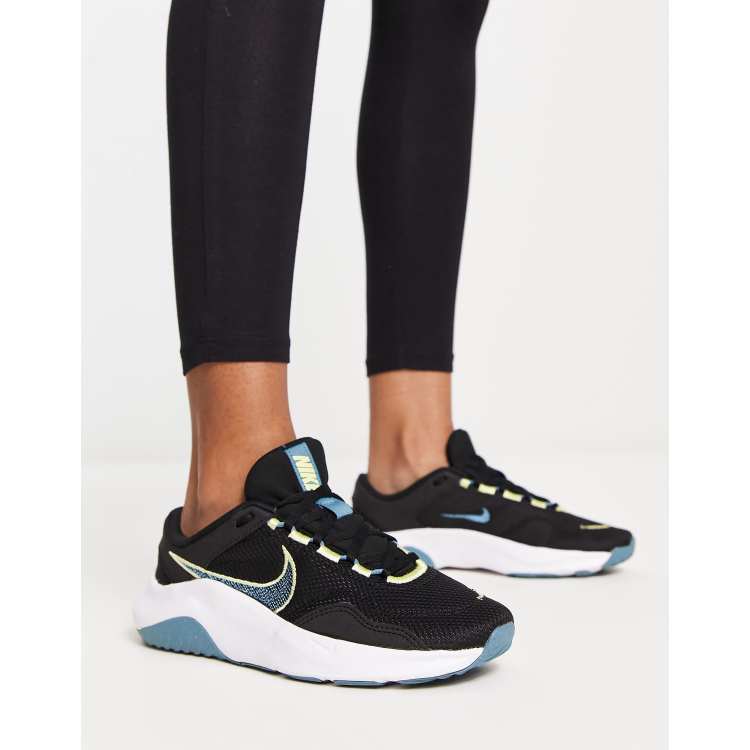 ego Árbol nombre Zapatillas de deporte negras y azul aguamarina Legend Essential 3 de Nike  Training | ASOS