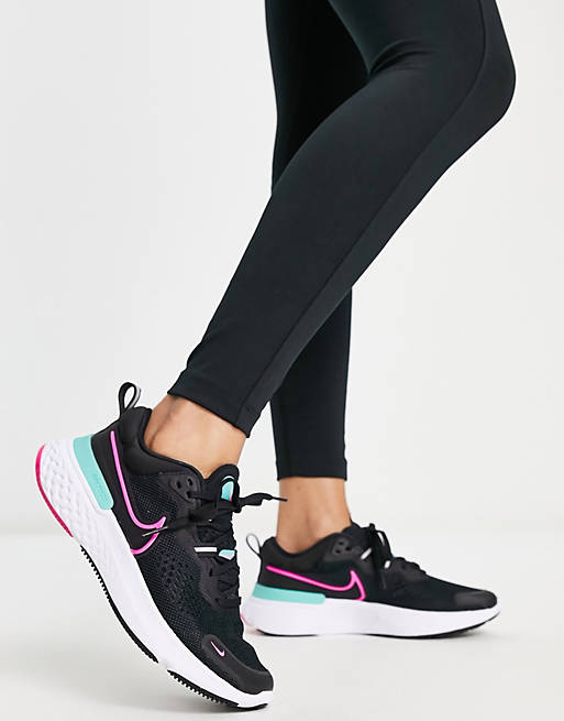 dirigir Lógico trabajo duro Zapatillas de deporte negras y azules React Miler 2 de Nike Running | ASOS