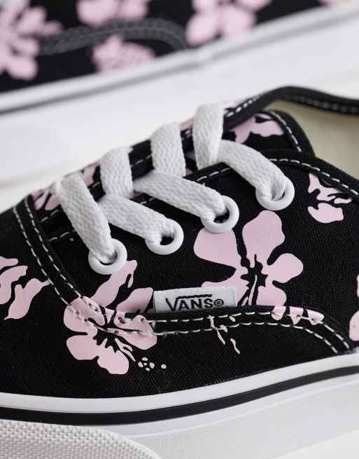 Zapatillas de deporte negras y blancas con estampado de hojas de Vans Authentic, 5 de 5