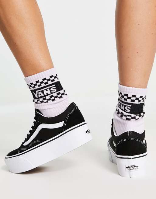 Zapatillas de deporte negras y blancas con plataforma Old Skool Stackform de Vans