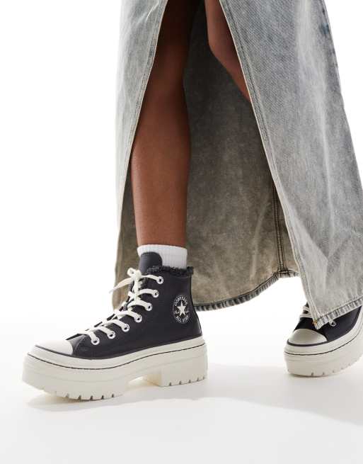 Zapatillas de deporte negras y blancas con tacon Chuck Taylor All Star Lugged Hi Heel de Converse