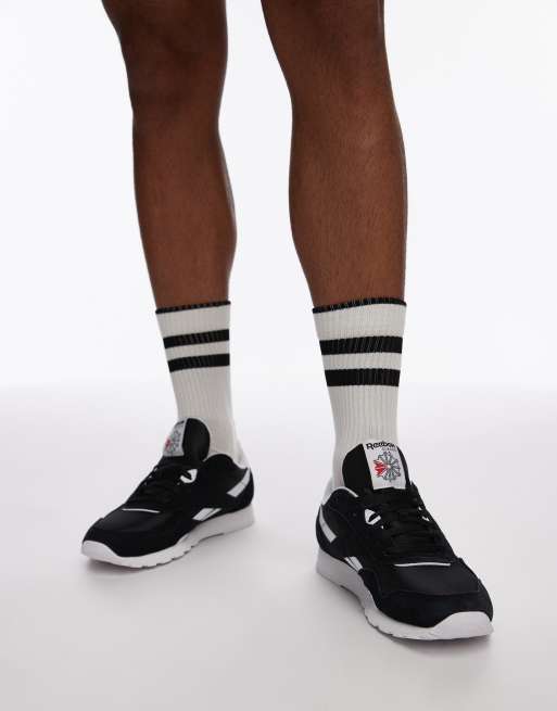 Zapatillas de deporte negras y blancas de nailon de reebok Shaq Classics