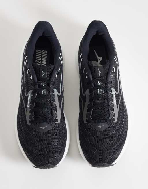 Zapatillas de deporte negras y blancas para correr Wave Rider 29 de Mizuno, 3 de 5