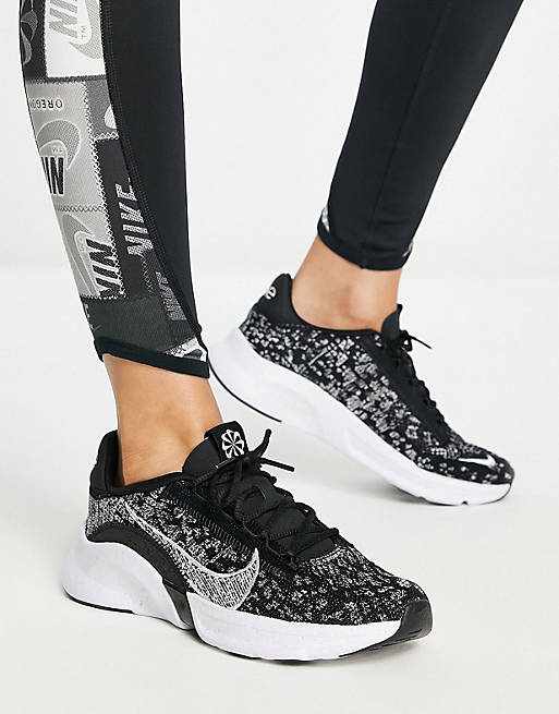 esencia evaluar Realizable Zapatillas de deporte negras y blancas SuperRep Go 3 Flyknit de Nike  Training | ASOS