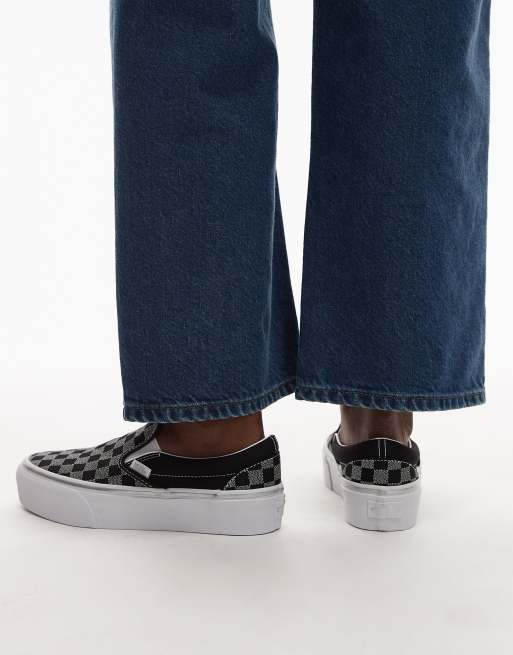 Zapatillas de deporte negras y blanco metalizado con plataforma Slip On de Vans Classic, 3 de 5