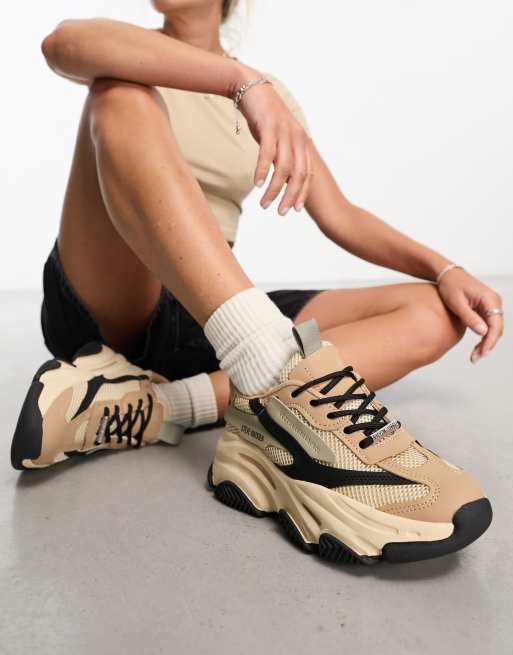 Zapatillas de deporte negras y caquis con suela gruesa Possession de Steve Madden