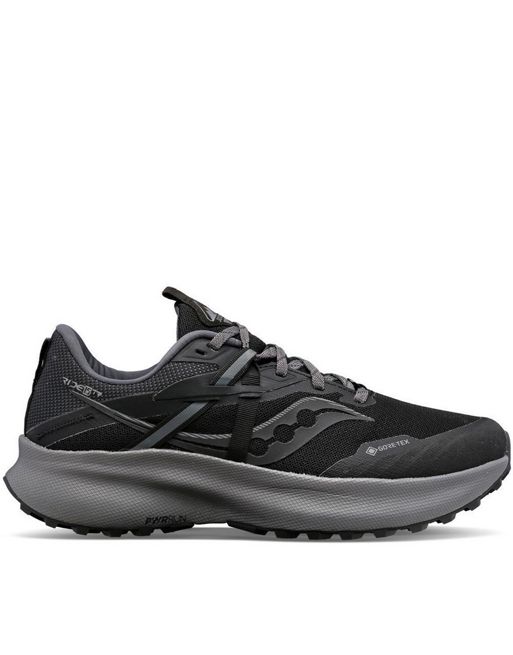 Zapatillas de deporte negras y gris carbón para carrera de montaña Ride 15 TR GTX de Saucony