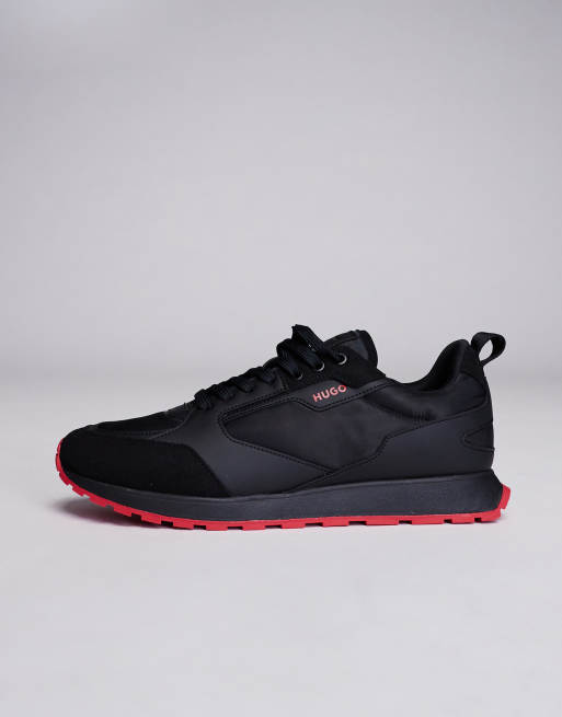Zapatillas de deporte negras y rojas Icelin Runn de HUGO Red, 2 de 5