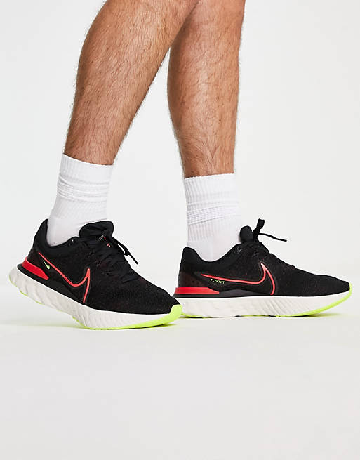Mal humor Son Fabricación Zapatillas de deporte negras y rojas React Infinity Run Flyknit 3 de Nike  Running | ASOS