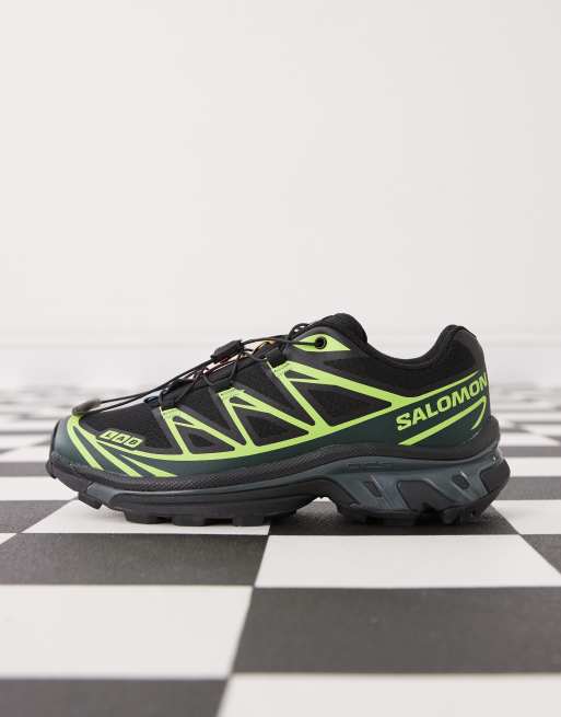 Zapatillas de deporte negras y verde neón XT-6 de Salomon, 2 de 5