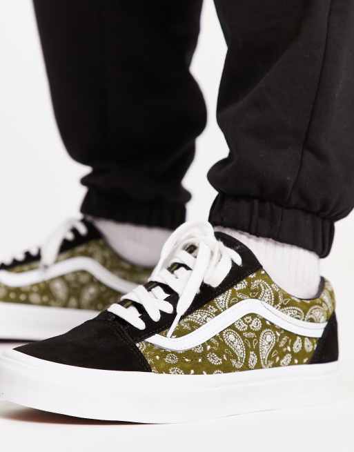 Zapatillas de deporte negras y verde oliva con estampado de cachemir Old Skool de Vans