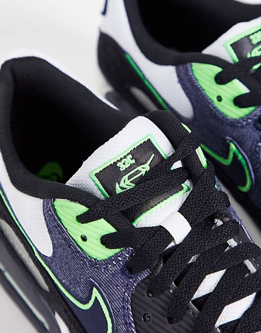 un poco A pie Planta Zapatillas de deporte negras y verdes Air Max 90 Emerald Pack de Nike | ASOS