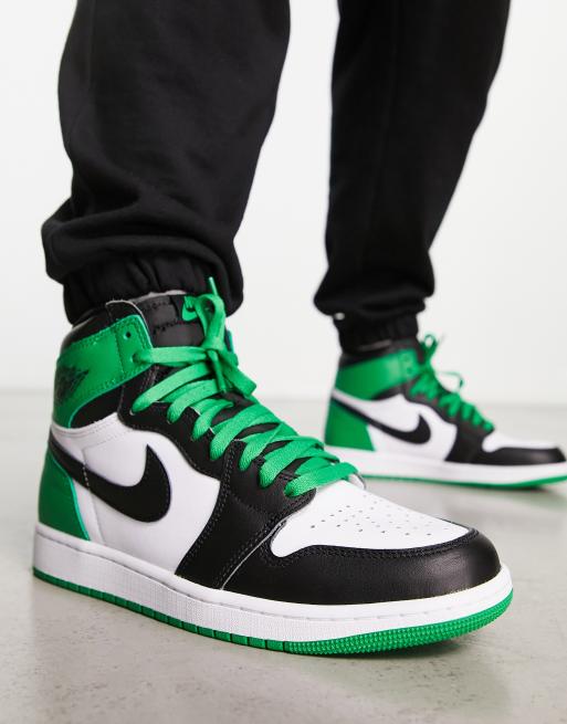 Zapatillas de deporte negras y verdes AJ 1 Retro High OG de Jordan, 3 de 4