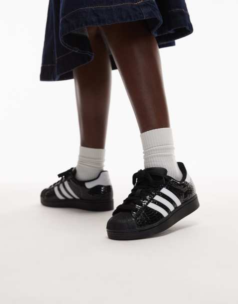 Zapatillas de deporte negro metalizado con estampado efecto cocodrilo Superstar II de adidas Originals - view 1