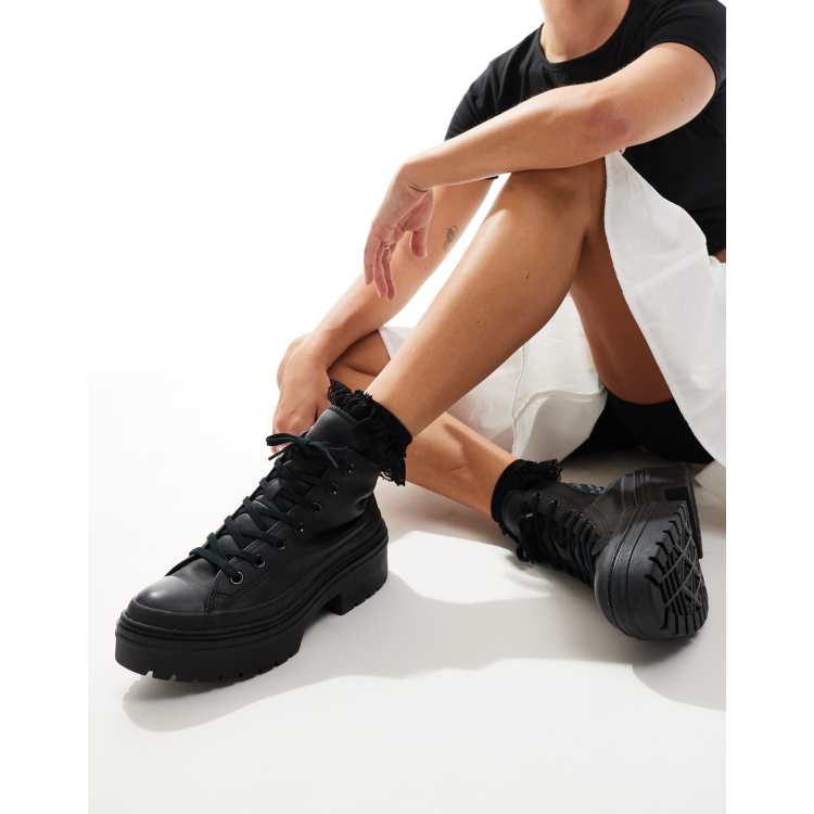 Zapatillas de deporte negro triple con tacon Chuck Taylor All Star Lugged Hi de Converse ASOS