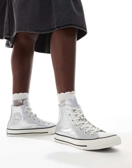 Converse doble suela plateadas online