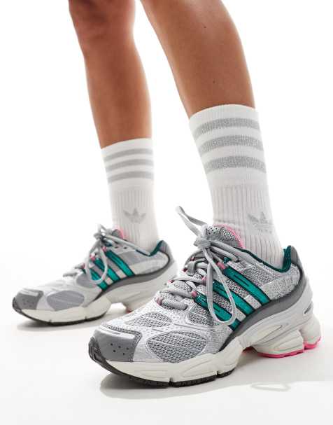 Zapatillas de deporte plateadas, verdes y rosas Ozweego Pro de adidas Originals - view 1