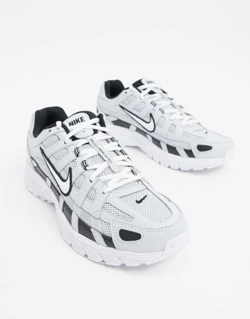 Zapatillas de deporte plateadas y blancas P 6000 de Nike ASOS