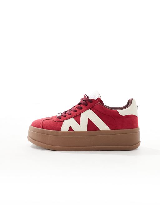 Zapatillas de deporte rojas con plataforma plana de ante Opponent de Steve Madden ASOS
