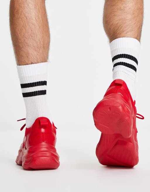 Zapatillas de deporte rojas con suela gruesa y paneles de malla de ASOS DESIGN, 2 de 4