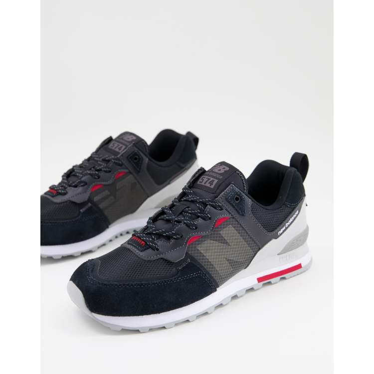 Zapatillas de deporte rojas y negras 574 de New Balance ASOS