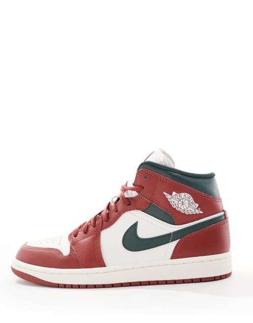 Zapatillas de deporte rojas y verdes Air Jordan 1 Mid de Nike, 2 de 5