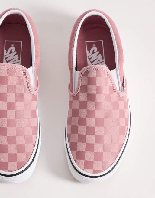 Zapatillas de deporte rosas a cuadros dameros sin cierres Slip-On de Vans, 2 de 5
