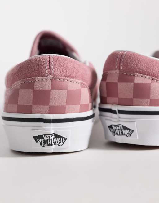 Zapatillas de deporte rosas a cuadros dameros sin cierres Slip-On de Vans, 3 de 5