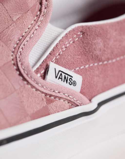 Zapatillas de deporte rosas a cuadros dameros sin cierres Slip-On de Vans, 4 de 5