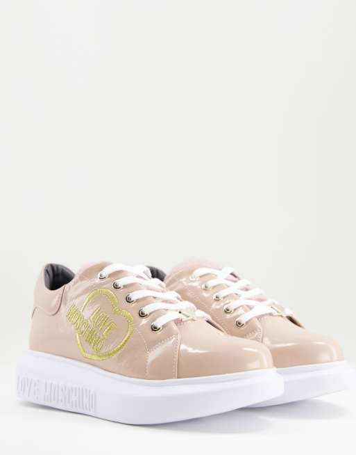 Zapatillas de deporte rosas con logo de corazón de Love Moschino
