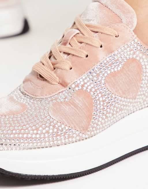 Zapatillas de deporte rosas con strass de Love Moschino ASOS