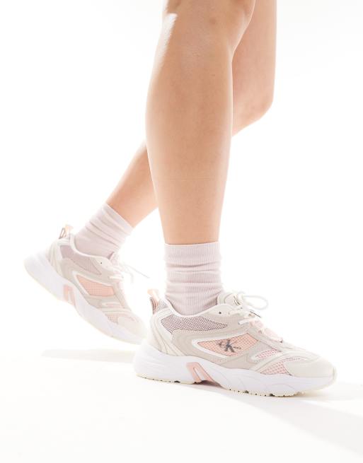Zapatillas de deporte rosas retro de estilo tenista de Calvin Klein Jeans