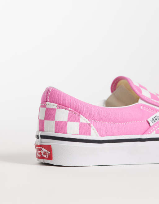 Zapatillas de deporte rosas y blancas a cuadros dameros sin cierres Slip-On de Vans, 4 de 5