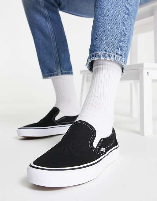 Zapatillas de deporte sin cierres en negro y blanco de Vans Classic