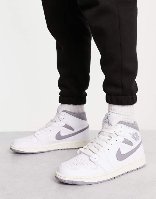 Zapatillas de deporte tobilleras blancas y grises Air Jordan 1 Mid de Jordan