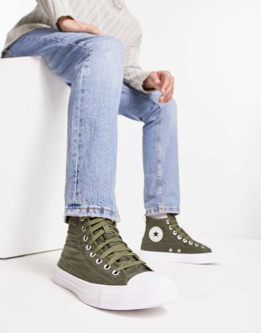 ir al trabajo Profesor infancia Zapatillas de deporte verde militar guateadas Chuck Taylor All Star Hi de  Converse | ASOS