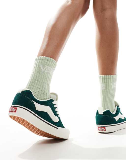 Zapatillas de deporte verde oscuro de ante con suela gruesa Knu Skool de Vans, 4 de 5