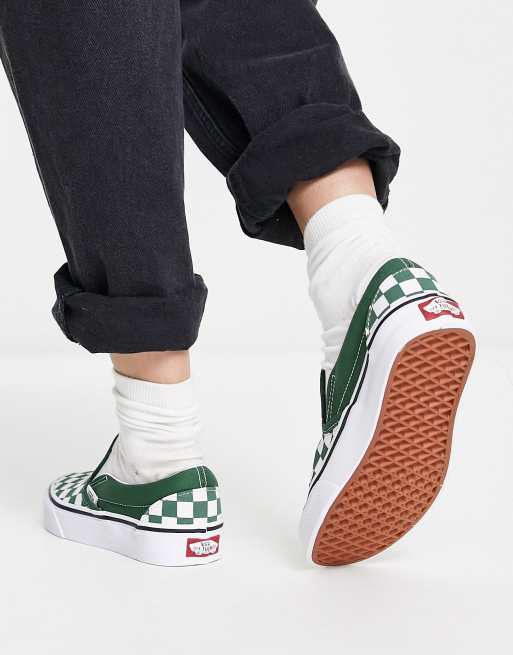 Zapatillas de deporte verdes a cuadros dameros sin cierres Slip On