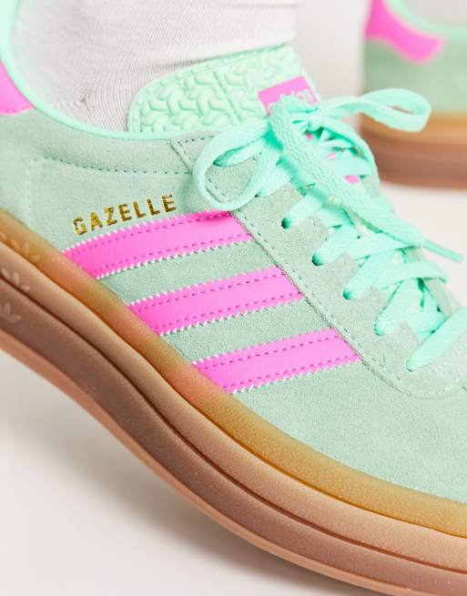 Zapatillas de deporte verdes y rosas con plataforma Gazelle Bold de adidas Originals