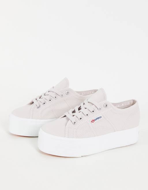 Zapatillas de deporte violeta ceniza con plataforma plana de lona 2790 de Superga